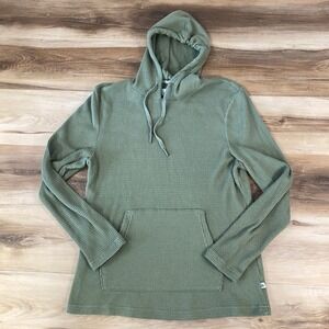 Rainforest Mens Olive Green Waffle Knit Thermal Hoodie Large L